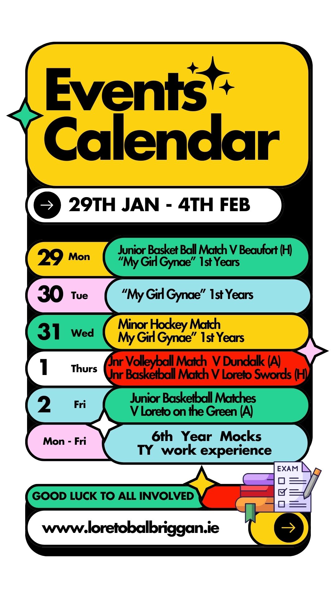 Events Calendar January 29th